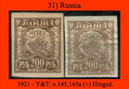 Russia-0031 - 1921 - Y&T: N. 145, 145a (+) - - Unused Stamps