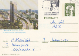 3249- PRESIDENT GUSTAV HEINEMANN, DUSSELDORF TOWN PANORAMA, POSTCARD STATIONERY, 1974, GERMANY - Cartes Postales Illustrées - Oblitérées