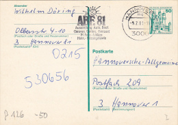 3298- NEUSCHWANSTEIN CASTLE, ARCHITECTURE, POSTCARD STATIONERY, 1981, GERMANY - Cartes Postales - Oblitérées