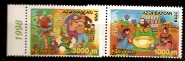Azerbaidjan Azerbaycan 1998 N° 359 / 60 ** Europa, Fête, Festival, Pain, Rouleau, Cuisine, Musique, Lutte, Acrobate - Aserbaidschan