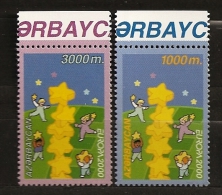 Azerbaidjan Azerbaycan 2000 N° 393 / 4 ** Europa, Etoile, Jeux, Enfants, Euro, Pièce De Monnaie, Emission Conjointe - Azerbaïjan