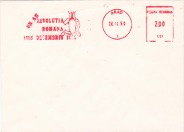 433A  ROMANIAN REVOLUTION 1990 VERY RARE COVERS  WITH  METERMARK RED ARAD - Brieven En Documenten