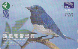 Carte Prépayée Japon - OISEAU - GOBEMOUCHE - FLYCATCHER BIRD Japan Prepaid Card - Vogel Tosho Karte - 3463 - Zangvogels