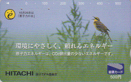 Carte Prépayée Japon - OISEAU Passereau / Pub HITACHI - BIRD Japan Prepaid Card - Vogel Tosho Karte - 3466 - Zangvogels
