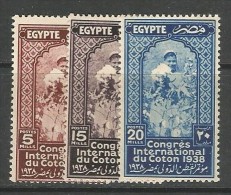 Egypt 3 Stamps MNH ** Complete Set  18th International Cotton Congress 1938 - SG 266 - 268 - Ongebruikt