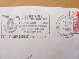 OBLITERATION FRANCAISE FLAMME NO 9652 ETOILE SUR RHONE EMISE EN 1988 - Rivoluzione Francese