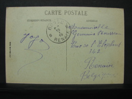 For. 8. Oblitération De Fortune Sur Carte Postale . Calais Vers Renaix 1919 - Fortune Cancels (1919)