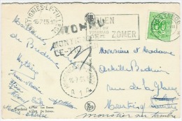 Zichtkaart Van Oostende 14.VII.1955 Naar Lijnstempel MONTIGNIES LE TILLEUL + INCONNU - Storia Postale