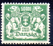 DANZIG 1923 Arms - 50000m. - Green MH - Mint