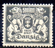 DANZIG 1923 Arms - 500000m. - Grey MH - Postfris