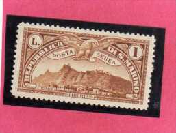 SAN MARINO 1931 POSTA AEREA AIR MAIL VEDUTA VIEW LIRE 1 MNH - Luchtpost