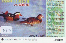 Carte Prépayée Japon* OISEAU (3619)   BIRD * JAPAN Prepaidcard * ENTE * Vogel KARTE * TRAIN * JR * IO - Passereaux