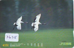 Telecarte Japon OISEAU (3638)  GRUE - Couple En Parade Sur HOKKAIDO * CRANE BIRD Japan Phonecard * KRANICH Vogel TK - Gallinaceans & Pheasants