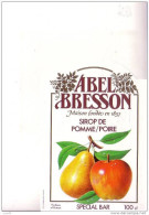 SIROP De POMME   /  POIRE   -  ABEL BRESSON  - Spécial Bar - Frutta E Verdura