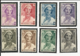 Serie  Compléte De 8 Timbres Dentelés Neufs Belgique  :  1935  Timbre Deuil Au Bord Noir : Reine Astrid - Verzamelingen