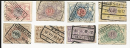 Serie  8 Timbres Taxe Chemin De Fer  Dentelés Oblitérés Belgique  : 1895/1902 - Postzegels