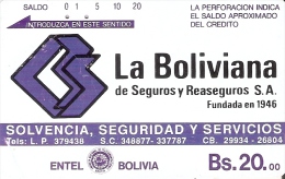 TARJETA DE BOLIVIA DE ENTEL DE LA BOLIVIANA SEGUROS - Bolivia