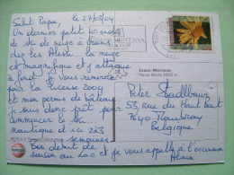 Switzerland 2004 Postcard "Crans-Montana Mountains" To Belgium - Flowers - Brieven En Documenten