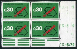 Bloc** De 4  Timbres De 1972  "0,30 - Code Postal" Avec Date  13 . 5 . 72 - 1970-1979