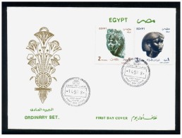 EGYPT 1993 FDC 2 & 1 POUND STAMPS QUEEN TIYE & PHARAONIC PRINCESS ON FIRST DAY COVER ORDINARY SET - Covers & Documents