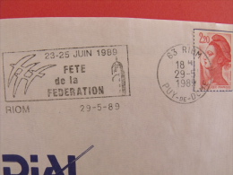 OBLITERATION FRANCAISE FLAMME NO 9702  RIOM EMISE EN 1988 - Rivoluzione Francese