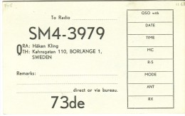 Very Old QSL Card From Häkan Kling, Kahngatan, Borlänge, Sweden (SM4-3979) - Year 1968 - CB