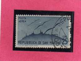 SAN MARINO 1946 POSTA AEREA AIR MAIL VIEWS VEDUTE CENT. 25 USATO USED - Airmail
