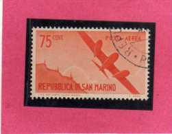 SAN MARINO 1946 POSTA AEREA AIR MAIL VIEWS VEDUTE CENT. 75 USATO USED - Airmail