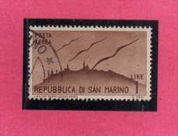 SAN MARINO 1946 POSTA AEREA AIR MAIL VIEWS VEDUTE LIRE 1 USATO USED - Luchtpost