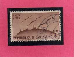 SAN MARINO 1946 POSTA AEREA AIR MAIL VIEWS VEDUTE LIRE 1 USATO USED - Luftpost