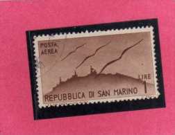 SAN MARINO 1946 POSTA AEREA AIR MAIL VIEWS VEDUTE LIRE 1 USATO USED - Poste Aérienne