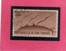 SAN MARINO 1946 POSTA AEREA AIR MAIL VIEWS VEDUTE LIRE 1 USATO USED - Poste Aérienne