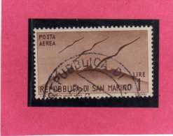SAN MARINO 1946 POSTA AEREA AIR MAIL VIEWS VEDUTE LIRE 1 USATO USED - Airmail