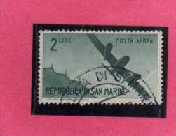 SAN MARINO 1946 POSTA AEREA AIR MAIL VIEWS VEDUTE LIRE 2 USATO USED - Posta Aerea