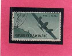 SAN MARINO 1946 POSTA AEREA AIR MAIL VIEWS VEDUTE LIRE 2 USATO USED - Poste Aérienne