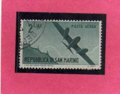 SAN MARINO 1946 POSTA AEREA AIR MAIL VIEWS VEDUTE LIRE 2 USATO USED - Airmail