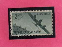 SAN MARINO 1946 POSTA AEREA AIR MAIL VIEWS VEDUTE LIRE 2 USATO USED - Airmail