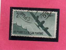 SAN MARINO 1946 POSTA AEREA AIR MAIL VIEWS VEDUTE LIRE 2 USATO USED - Airmail