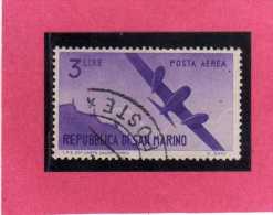 SAN MARINO 1946 POSTA AEREA AIR MAIL VIEWS VEDUTE LIRE 3 USATO USED - Posta Aerea