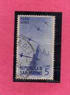 SAN MARINO 1946 POSTA AEREA AIR MAIL VIEWS VEDUTE LIRE 5 USATO USED - Airmail