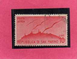 SAN MARINO 1946 POSTA AEREA AIR MAIL VIEWS VEDUTE LIRE 10 USATO USED - Posta Aerea