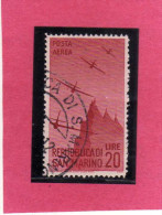 SAN MARINO 1946 POSTA AEREA AIR MAIL VIEWS VEDUTE LIRE 20 USATO USED - Posta Aerea