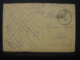 PM. 3. CP Envoyée De Rheinberg Vers Blaton. Franchise Militaire 1919. - Storia Postale