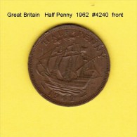 GREAT BRITAIN   1/2  PENNY  1962  (KM # 896) - C. 1/2 Penny