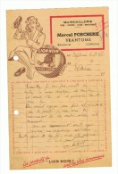 Lettre à Entête - Quincaillerie, Marcel PORCHERIE à BRANTÔME  (fr16) Publicité: Cirage " Lion Noir" - 1950 - ...