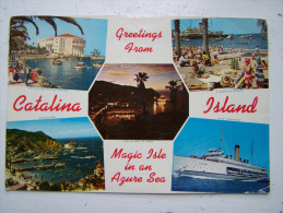 CPM. Grand Format 1960 GREETINGS FROM CATALINA ISLAND  23cmx15cm PAQUEBOT AVALON BAY BEACH MILLION DOLLAR CASINO - Los Angeles