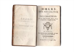 M.l'abbé Fleury.Moeurs Des Israélites Et Des Chrétiens.392 Pages.MDCC.XXXIX.(1739) In-12. - 1701-1800