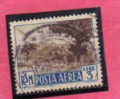 SAN MARINO 1950 POSTA AEREA AIR MAIL VIEWS VEDUTE LIRE 3 USATO USED - Poste Aérienne