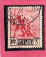 SAN MARINO 1950 POSTA AEREA AIR MAIL VIEWS VEDUTE LIRE 5 USATO USED - Airmail