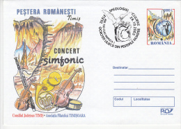 3360- BATS, MUSIC CONCERT IN CAVE, COVER STATIONERY, 2003, ROMANIA - Chauve-souris